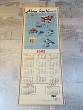 Vintage 92/93 Hawaii Flowers Sunset Souvenir Bamboo 2 Sided Wall Calendar Tiki picture