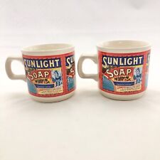 Vintage Sunlight Soap Advertising Coffee Cups Set of 2 Mugs Ireland picture