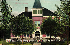 Knox Public School and School Children Knox IN Divided Postcard c1908 picture