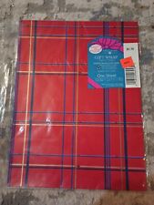 American Greetings Vtg Red plaid Gift Wrap One Sheet 8.33sq  picture