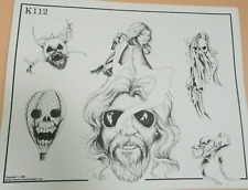 Vintage 1983 RARE Spaulding & Rogers Tattoo Flash Sheet K112 Harley Zombies picture