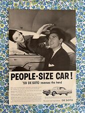 Vintage 1959 Desoto Print Ad People Size Car Man Passenger Head Room picture