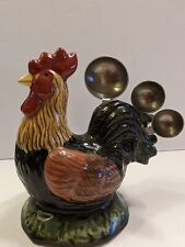 VTG Rustic Farmhouse Country Rooster Measuring Spoons Ceramic Holder picture