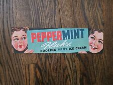 Vintage Peppermint Flake Ice Cream Paper Sign picture