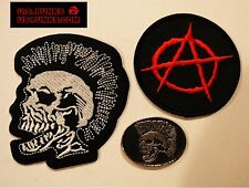 THE EXPLOITED MetaL Pin Exploited Mohawk SkuLL Patch,ANARCHY Patch Punk Lot  3 picture