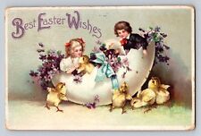 c1910 Children Fantasy In Hatched Egg Shell Chicks Germany Easter P507A picture