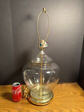HTF Vintage Very Large Bulbous Ginger Jar Shaped Clear Glass Brass Lamp Minty picture
