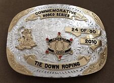 Rare  #24 / 30 PRCA 2010 Dodge Roundup Rodeo Tie Down Roping Trophy Belt Buckle picture