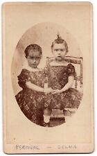 ANTIQUE CDV CIRCA 1880s ALLEN & ROWELL CUTE GIRLS SPOOKY BOSTON MASSACHUSETTS picture