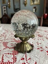 Vintage Glass Bubble Gazing Ball On Brass Stand. Sits 6 Inch High On Stand picture