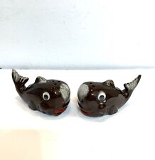 Vintage Whale Salt and Pepper Shakers Googly Wiggly Eyes Japan picture