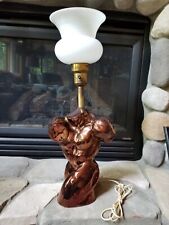VTG Copper Glazed Ceramic Nude Male Torso Table Lamp Art Deco Pride Month Figure picture