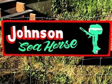 Large Vintage Hand painted JOHNSON OUTBOARD MOTOR Boat Marina Lake Dealer Sign picture