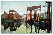 c1910's Harbor Ramsey Isle of Man United Kingdom UK, Schooner Boat Postcard picture