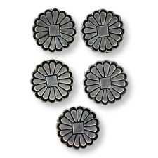 Southwestern Vintage Set of 5 Sterling Silver 925 Flower Button Covers picture