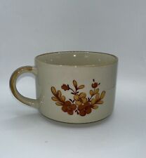 Vintage Otagiri Brown Tan Wheat Floral Ceramic Pottery Coffee Soup Mug Cup picture