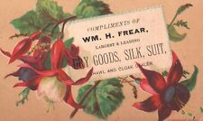 1880s-90s Red & White Flowers WM. H. Frear Dry Goods Silks Suit Trade Card picture