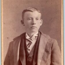 c1880s Lowell, MA Handsome Young Man Boy Jacket Tie CdV Photo Card Warren H22 picture