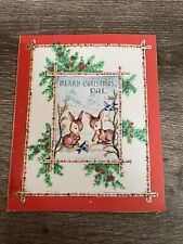 Vintage Christmas Card To Pal Bunnies In Snowy Forest, Used picture
