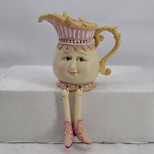 Collections Etc Tea Party Anthropomorphic Resin Shelf Sitter Pink Creamer picture