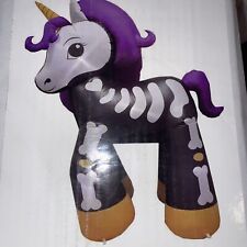 5.5 FT Halloween Inflatable Skeleton Unicorn Blow Up Outdoor Yard Decoration picture