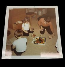 1970s Photo Color Vintage Snapshot Children play with toys Puzzle Wooden Blocks picture