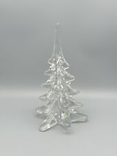 Vintage Art Glass Christmas Tree Large 10” Manganese Green Glow picture