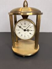 Linden Guild Brass Desk Clock. Mechanical ( Manual Winding) Vtg 60s-70s. France. picture