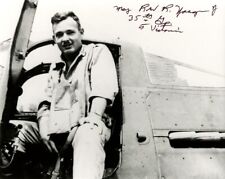 ROBERT YEAGER SIGNED 8x10 PHOTO USAF WORLD WAR II FIGHTER ACE RARE BECKETT BAS picture