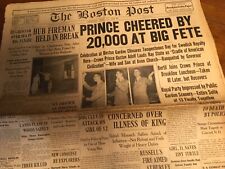 BOSTON POST NEWSPAPER JULY 11 1938. PRINCE CHEERED BY 20,000 AT BIG FETE. picture
