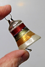 Antique Vintage Blown Glass Tricolor BELL Mini Tiny Christmas Ornament Germany picture