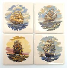 4 New Nautical Sail Clipper Ships Trivet Printed Ceramic Wall Tile 6