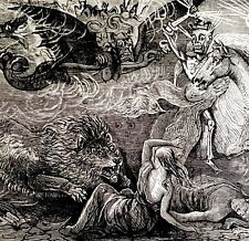 Death On A Pale Horse Hades 1880 Apocalypse Victorian Woodcut Religious DWZ3C picture