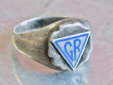 VINTAGE HISTORIC YWCA OFFICIAL GIRL RESERVES STERLING BLUE ENAMEL RING SIZE 4.25 picture