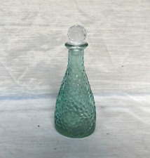 Vintage Aqua Blue Glass Embossed Medicine Bottle with Stopper - Nice picture