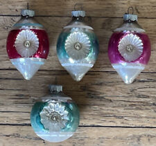 Lot of 4 Vintage SHINY BRITE  Double Indent Mercury Glass Christmas Ornaments picture