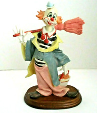 Vintage Hand Painted UCGC Ceramic Clown with Wooden Base 10
