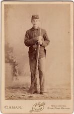 CIRCA 1880s CABINET CARD INDIAN WAR INFANTRY MAN WITH MUSKET WELLINGTON KANSAS picture