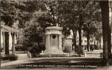 1953. CITY PARK & MACDONOUGH MEMORIAL. VERGENNES, VT  POSTCARD. CK24 picture