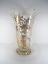 Vintage Crackled Glass Vase Flowers Made With Gilded Gold 24k Filaments picture