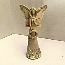 Vintage Greenbrier polystone Angel holding a Wreath 7” Tall picture