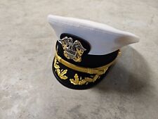 US Navy Officers Dress White Cap With Scrambled Eggs Size 7-1/8 picture