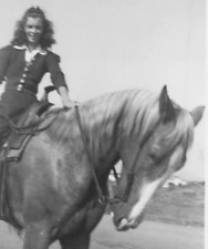 4P Photograph Pretty Woman Mounted Horseback Horse Lovely Lady 1940 picture