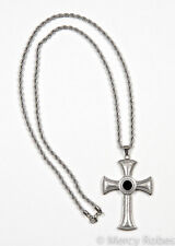 New Pectoral Cross w/Chain (SBATS002 S-B), Black Stone, 40
