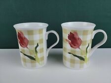 The National Trust - Country Check - Mug Set of 2, Tulips, Bone China, England picture