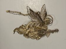 Vintage BALDWIN 2002 Brass Plate Renaissance Angel With Harp Ornament picture