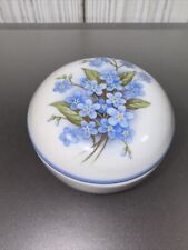 Forget Me Not Trinket Box Reutter Porzellan  W Germany Round Porcelain 1.25x2 In picture