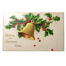 Antique Postcard Ellen Clapsaddle Christmas Cheer Bells Holly Embossed Gilded picture