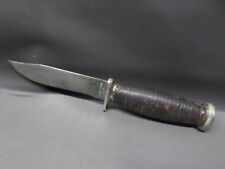 VINTAGE CRAFTSMAN FIXED BLADE HUNTING KNIFE - W/ LEATHER HANDLE - 5 1/4