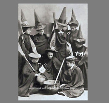 Scary Witch PHOTO Vintage Creepy Halloween Hat Coven Wicked Witches Brew picture
